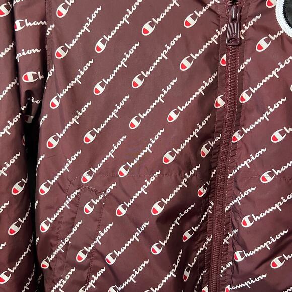 Champion Diagonal Script Satin Varsity Baseball Maroon Jacket Size Small - Picture 4 of 9